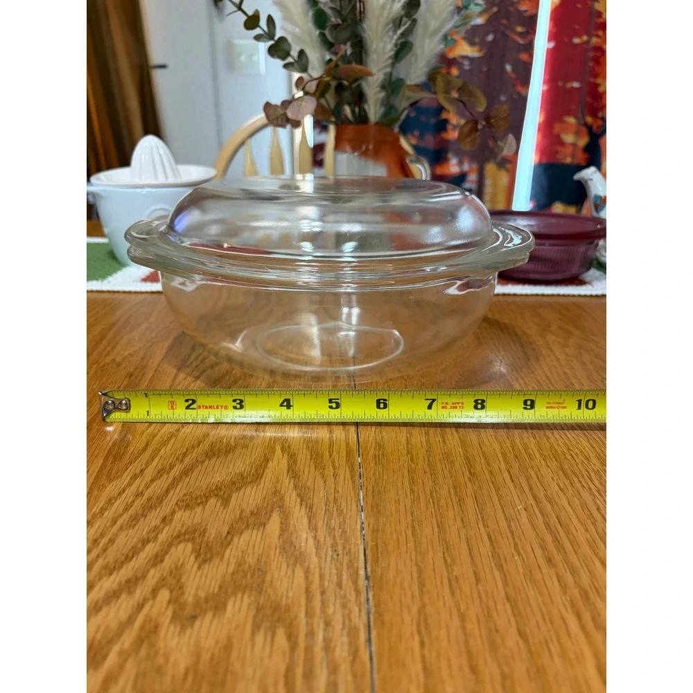 Vintage Pyrex 024 Clear Glass 2 Quart Round Casserole Dish with Lid 684-C-A-5